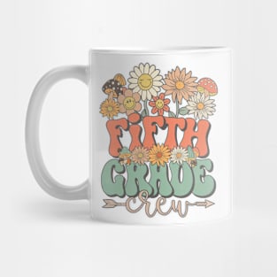 Back To School Retro Groovy Wildflower Fifth Grade Crew Funny Teacher Girls Mug